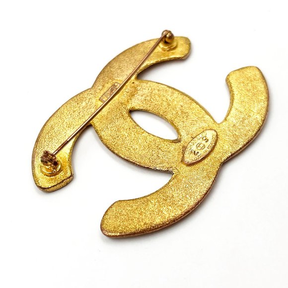 Chanel Vintage Gold Plated Matte CC Mini CC Large Brooch - Picture 4 of 4